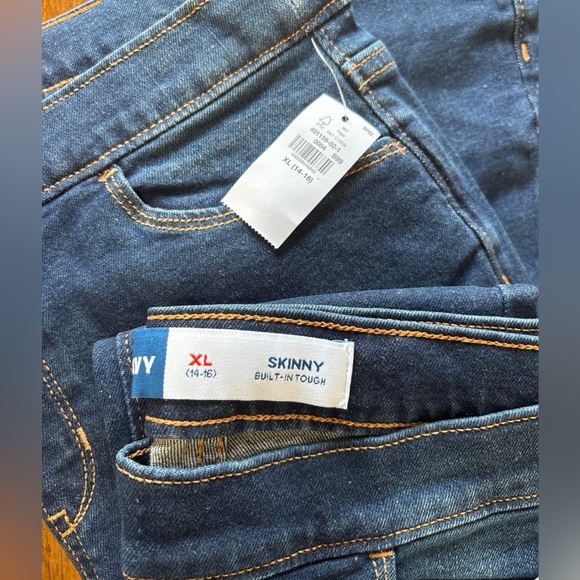 New 2 pair OLD NAVY skinny jeans dark wash girls XL 14 16 - Picture 5 of 8